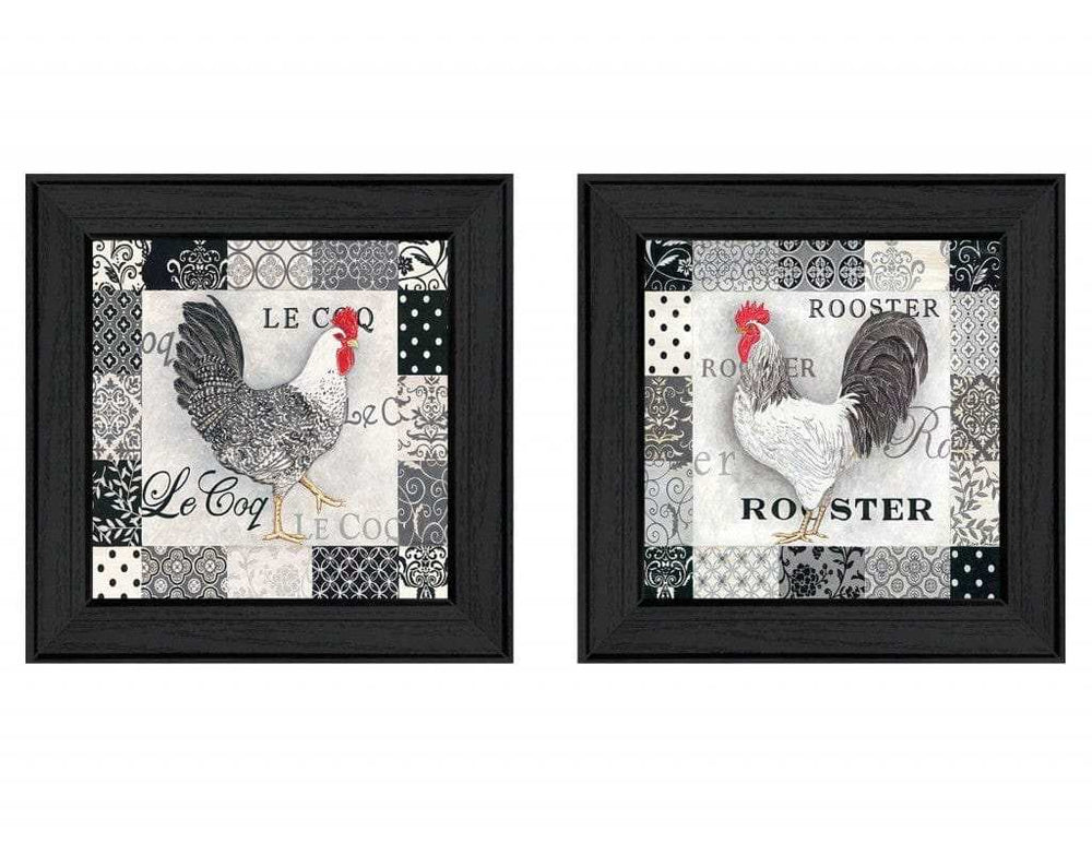 Set Of Two Rooster I Black Framed Print Wall Art - Homeroots - Flyclothing LLC