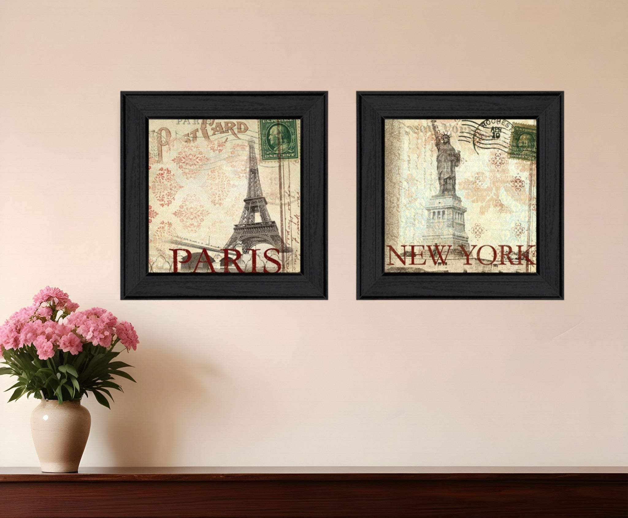 Set Of Two Post Cards Black Framed Print Wall Art - Homeroots - Flyclothing LLC