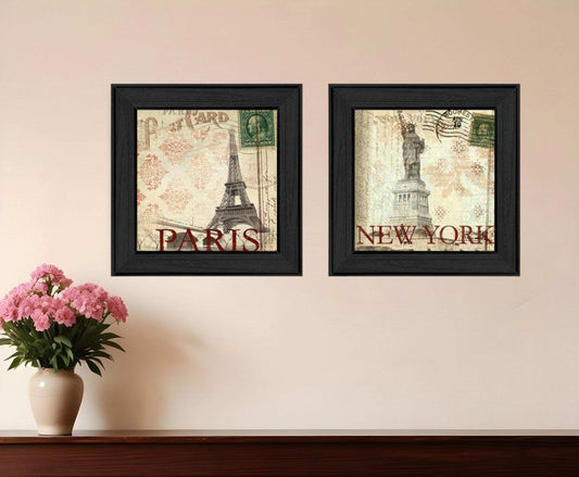 Set Of Two Post Cards Black Framed Print Wall Art - Homeroots - Flyclothing LLC