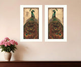 Set Of Two Peacock 1 White Framed Print Wall Art - Homeroots - Flyclothing LLC