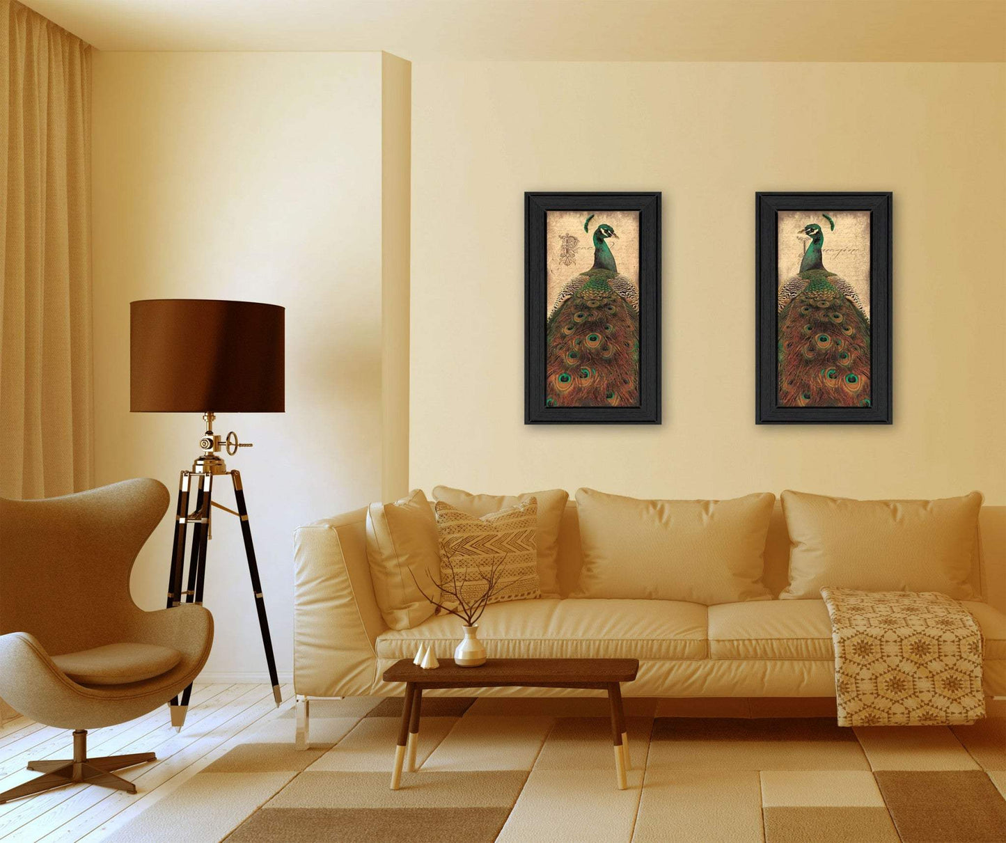 Set Of Two Peacock 2 Black Framed Print Wall Art - Homeroots - Flyclothing LLC