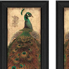Set Of Two Peacock 2 Black Framed Print Wall Art - Homeroots
