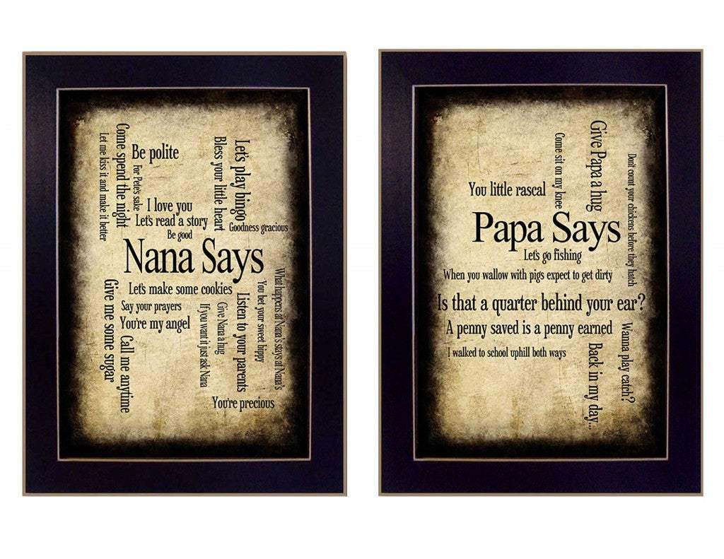 Set Of Two Nana or Papa Black Framed Print Wall Art - Homeroots - Flyclothing LLC