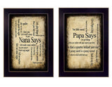 Set Of Two Nana or Papa Black Framed Print Wall Art - Homeroots - Flyclothing LLC