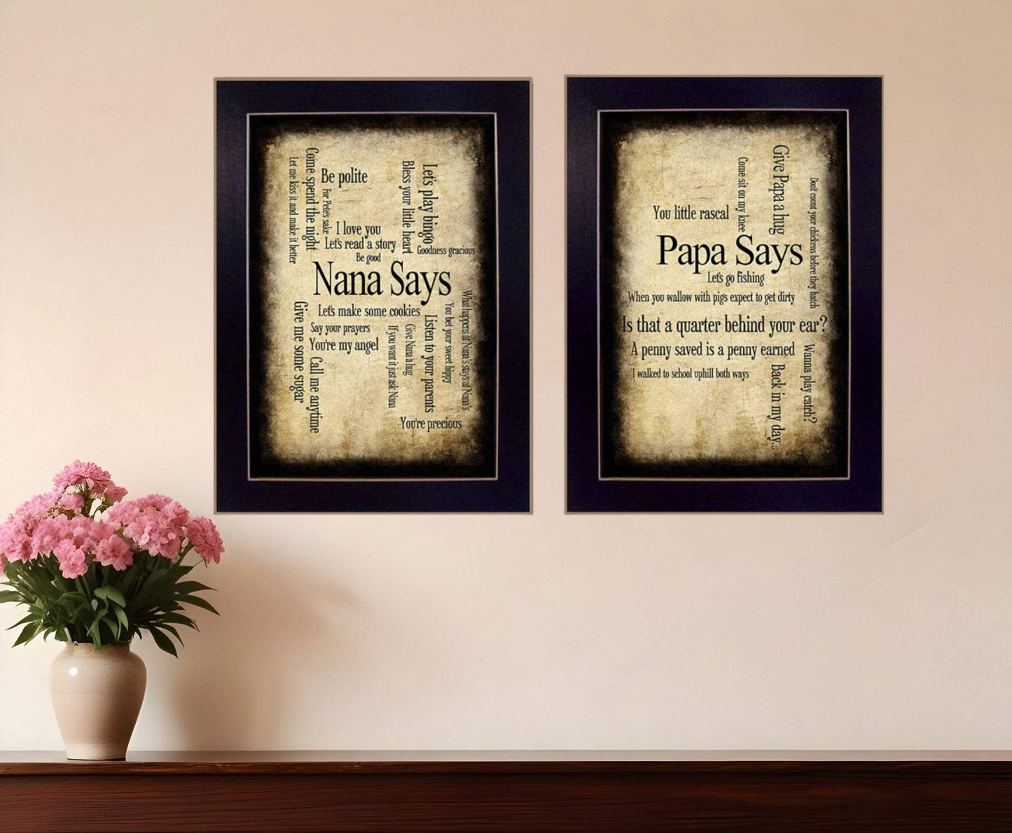 Set Of Two Nana or Papa Black Framed Print Wall Art - Homeroots - Flyclothing LLC