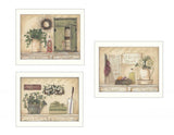 Set Of Three Garden Bath 2 White Framed Print Bathroom Wall Art - Homeroots
