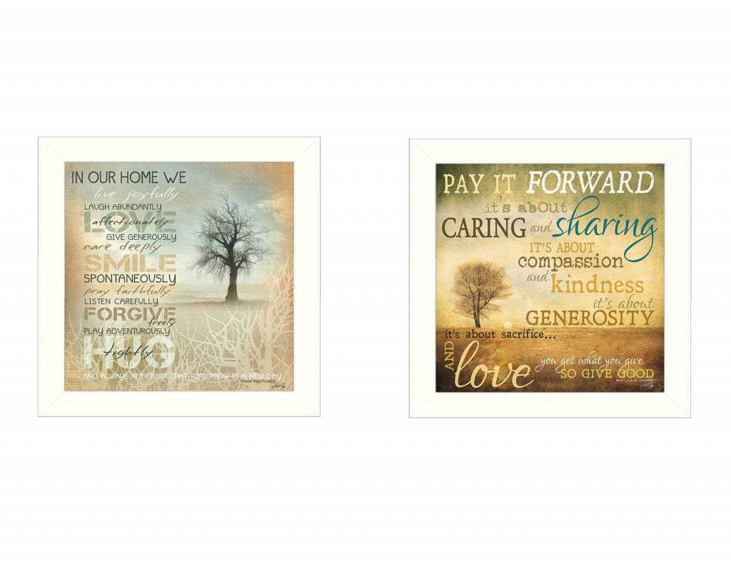 Set Of Two Meaning 1 White Framed Print Wall Art - Homeroots - Flyclothing LLC