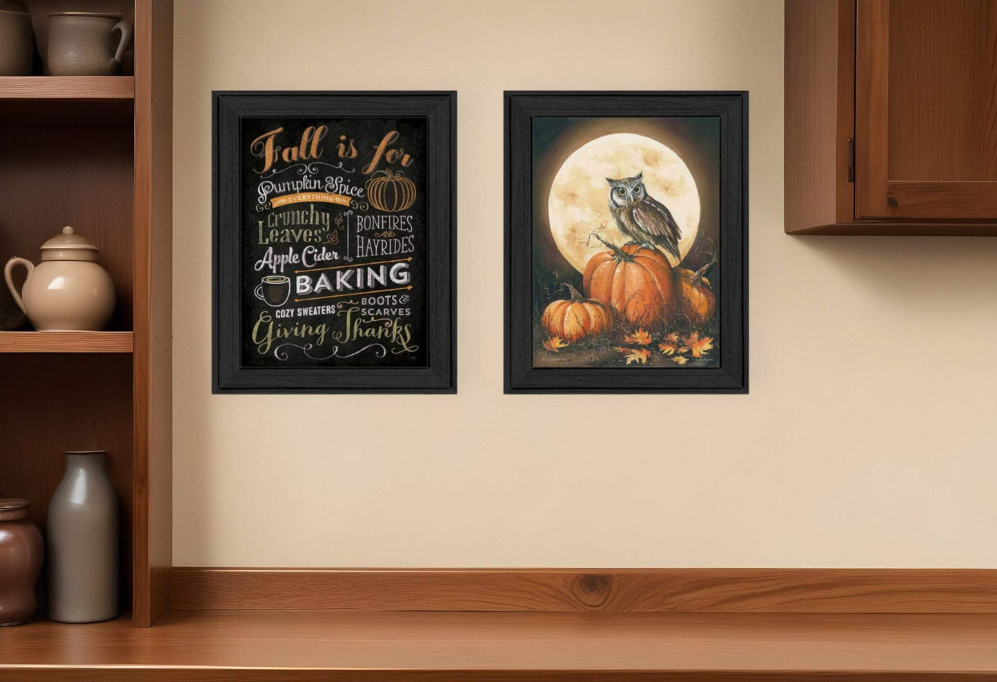 Set Of Two Pumpkin Patch Black Framed Print Wall Art - Homeroots - Flyclothing LLC