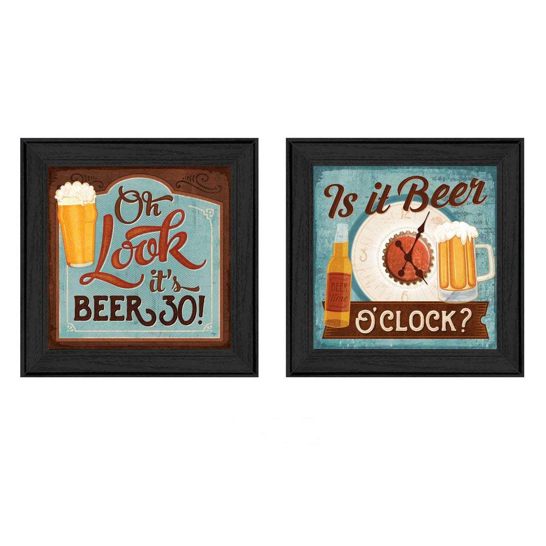 Set Of Two Beer Oclock Black Framed Print Wall Art - Homeroots - Flyclothing LLC