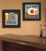Set Of Two Beer Oclock Black Framed Print Wall Art - Homeroots - Flyclothing LLC