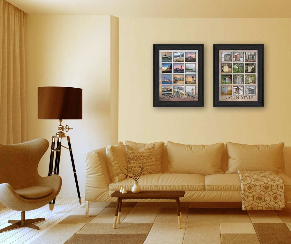 Set Of Two Light Your Way Black Framed Print Wall Art - Homeroots - Flyclothing LLC