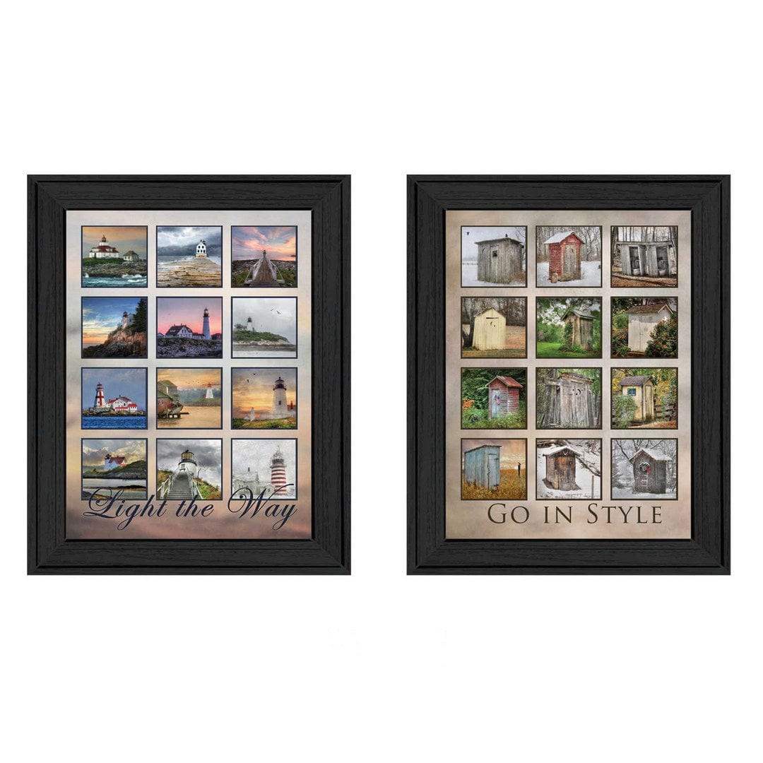 Set Of Two Light Your Way Black Framed Print Wall Art - Homeroots - Flyclothing LLC