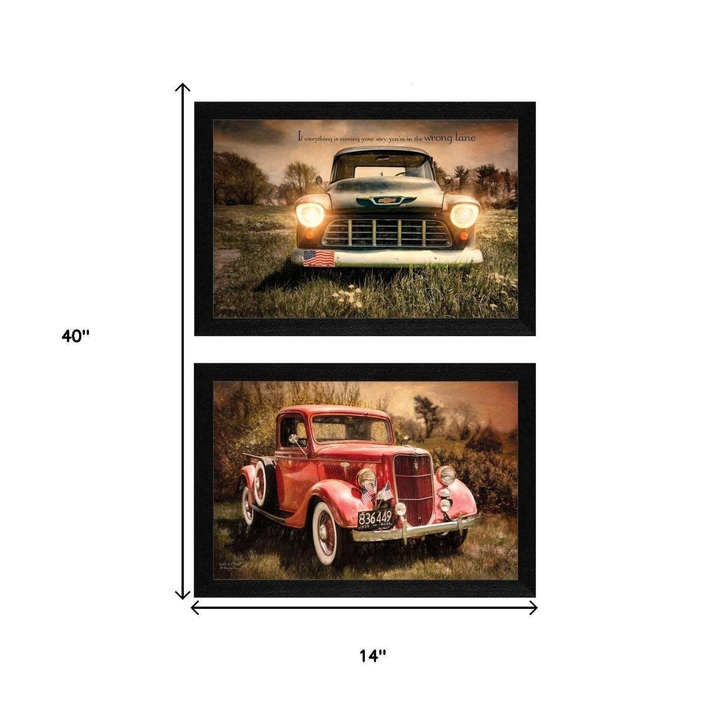 Set Of Two Vintage Trucks Black Framed Print Wall Art - Homeroots - Flyclothing LLC
