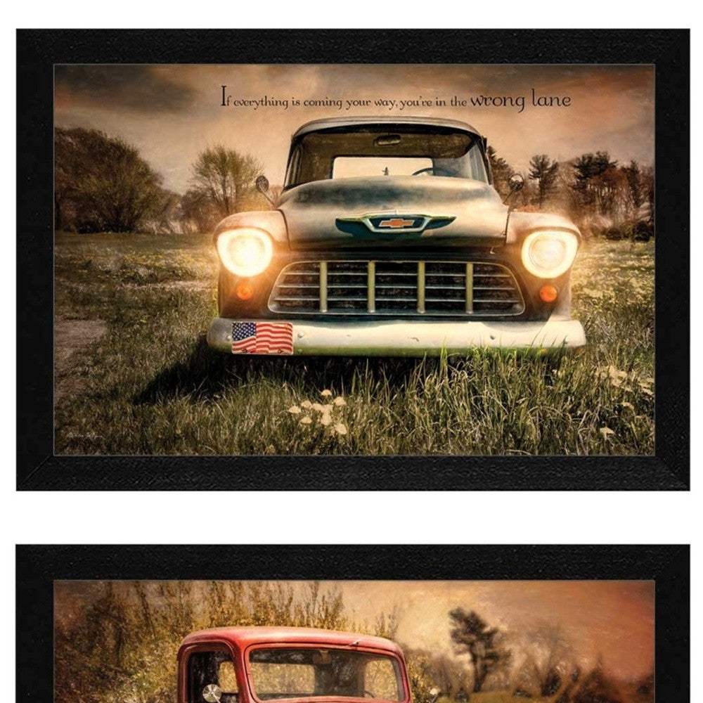Set Of Two Vintage Trucks Black Framed Print Wall Art - Homeroots - Flyclothing LLC