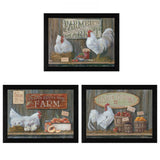 Set Of Three Farmers Market Black Framed Print Wall Art - Homeroots