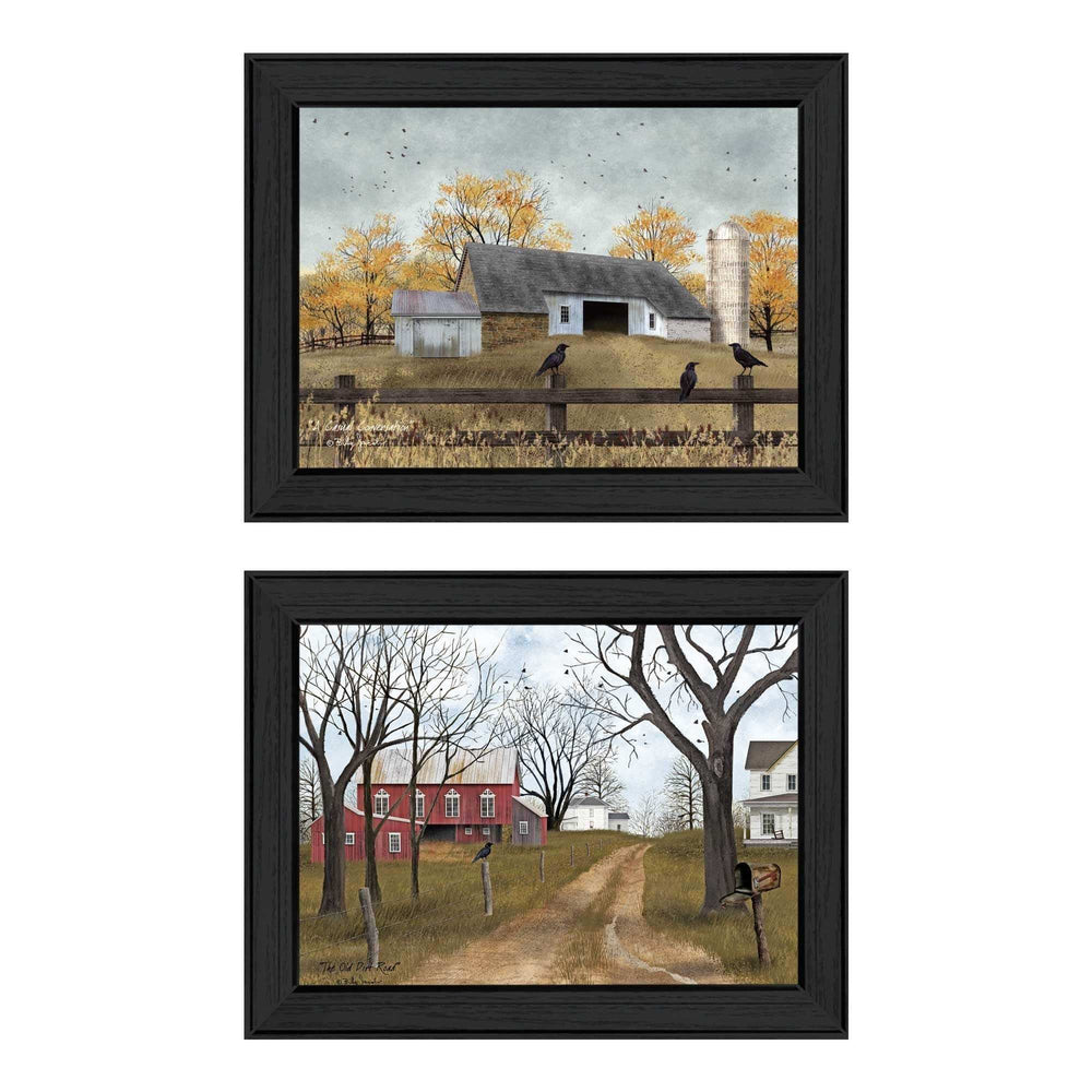 Set Of Two Country Roads 3 Black Framed Print Wall Art - Homeroots - Flyclothing LLC
