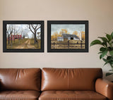 Set Of Two Country Roads 3 Black Framed Print Wall Art - Homeroots