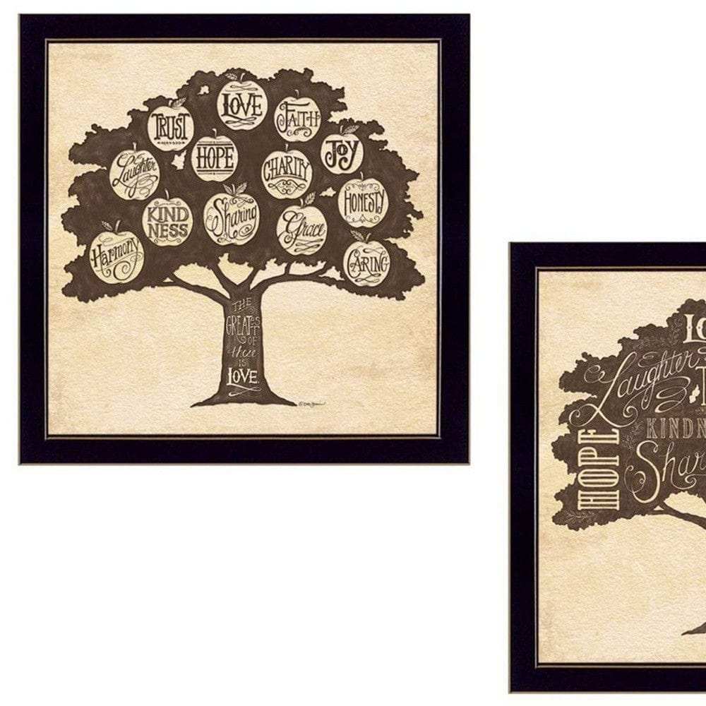 Set Of Two Family Trees Black Framed Print Wall Art - Homeroots - Flyclothing LLC