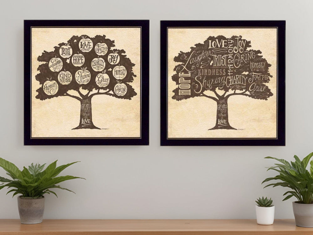 Set Of Two Family Trees Black Framed Print Wall Art - Homeroots