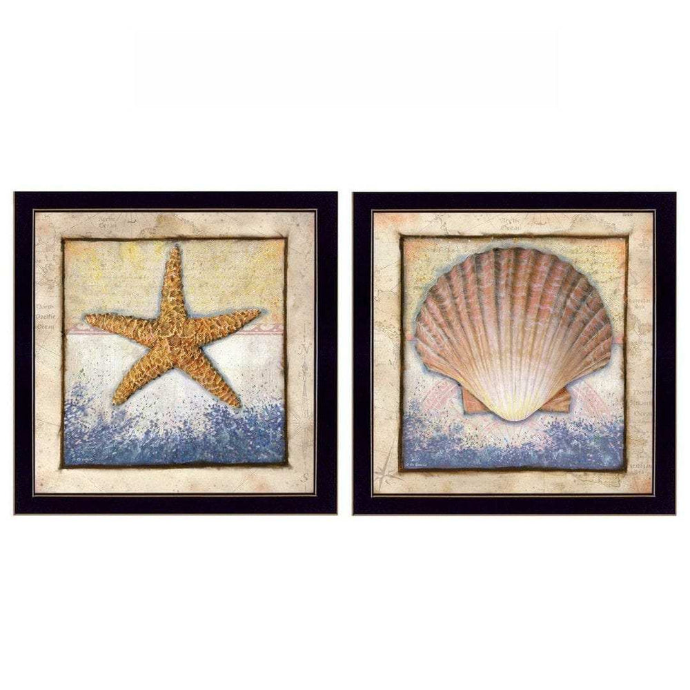 Set Of Two Sea Journey Black Framed Print Wall Art - Homeroots - Flyclothing LLC