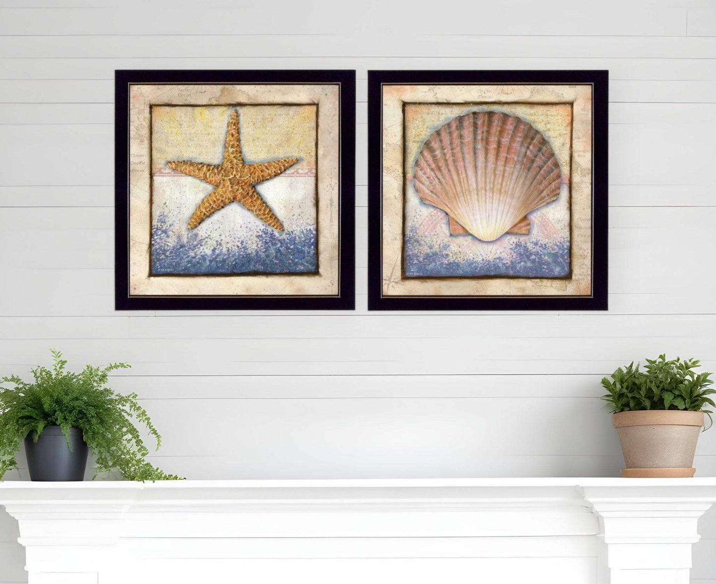 Set Of Two Sea Journey Black Framed Print Wall Art - Homeroots - Flyclothing LLC