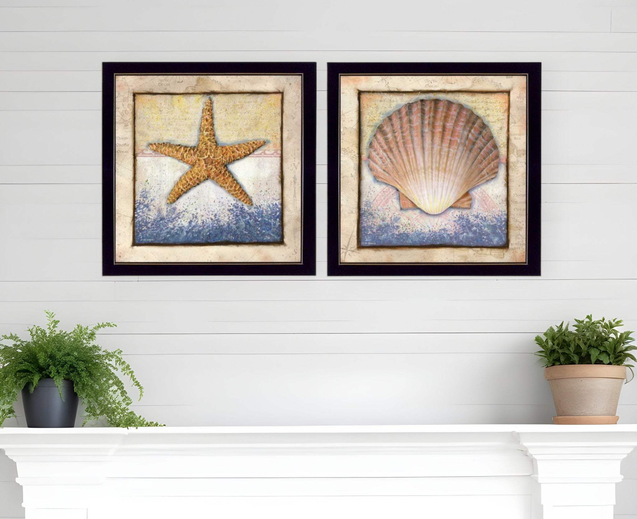 Set Of Two Sea Journey Black Framed Print Wall Art - Homeroots - Flyclothing LLC