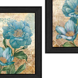 Set Of Two Paris Floral Postcard Black Framed Print Wall Art - Homeroots - Flyclothing LLC
