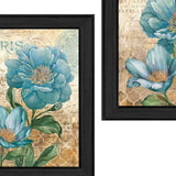 Set Of Two Paris Floral Postcard Black Framed Print Wall Art - Homeroots