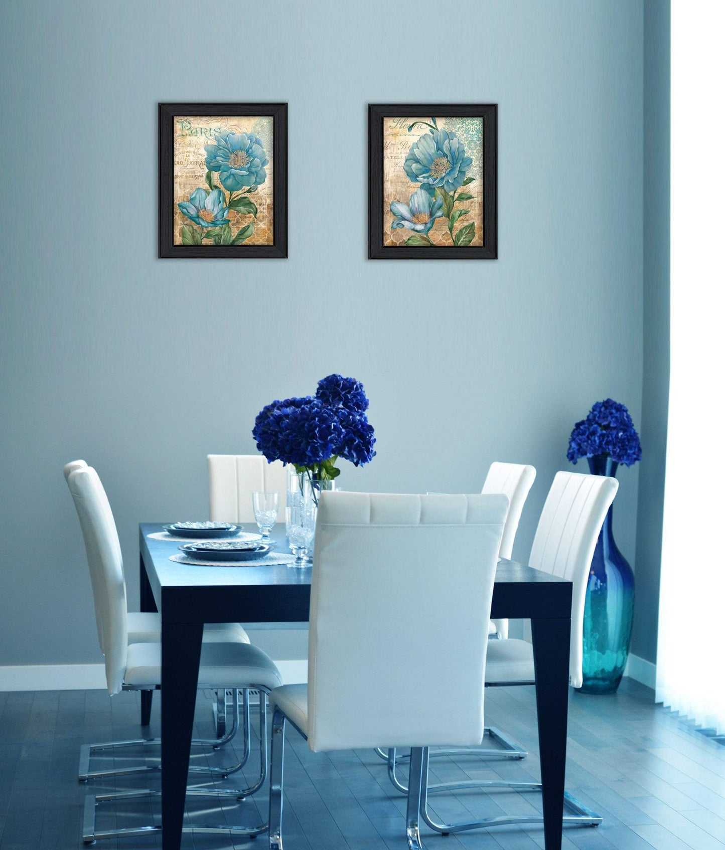 Set Of Two Paris Floral Postcard Black Framed Print Wall Art - Homeroots - Flyclothing LLC