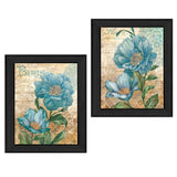 Set Of Two Paris Floral Postcard Black Framed Print Wall Art - Homeroots