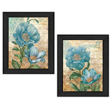 Set Of Two Paris Floral Postcard Black Framed Print Wall Art - Homeroots