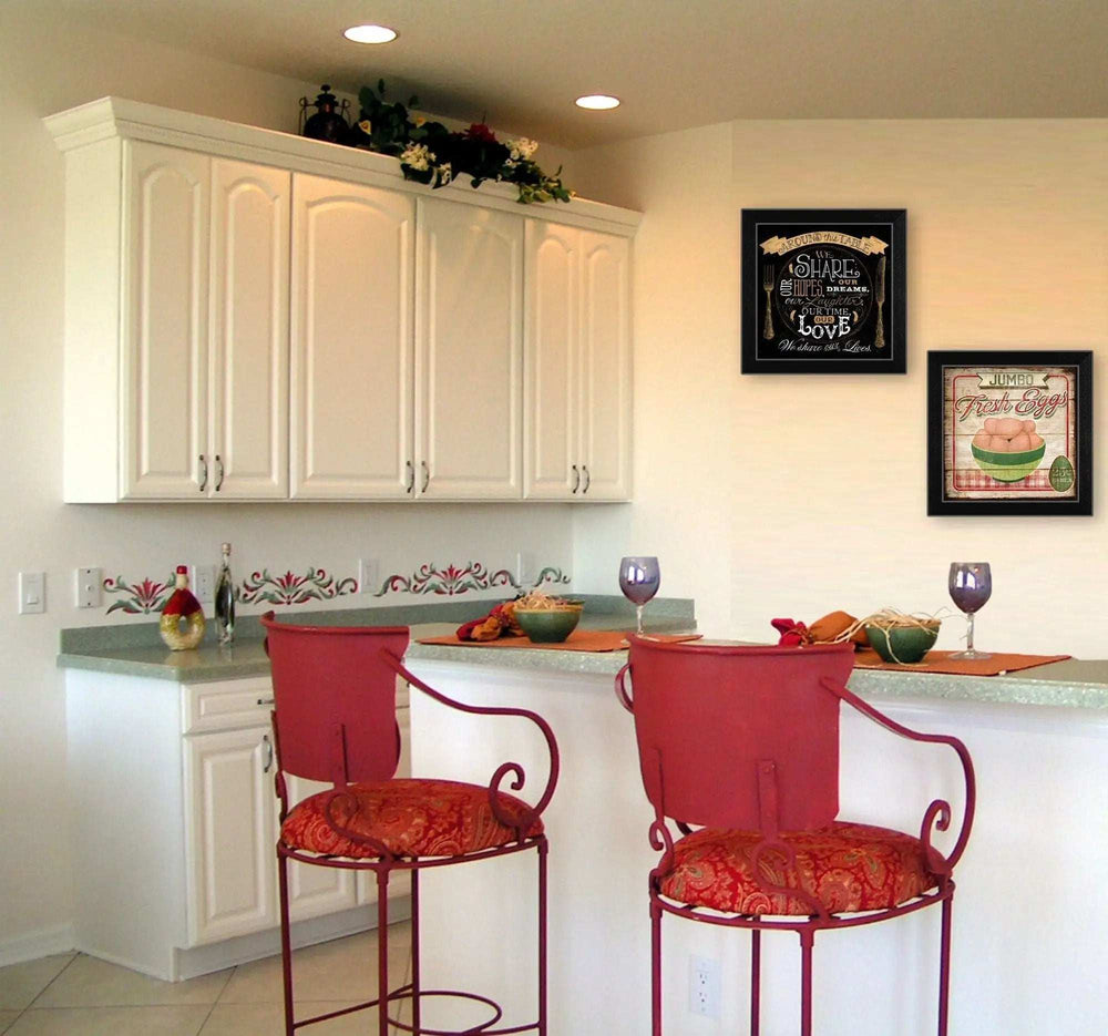 Set Of Two Around the Table Black Framed Print Wall Art - Homeroots - Flyclothing LLC