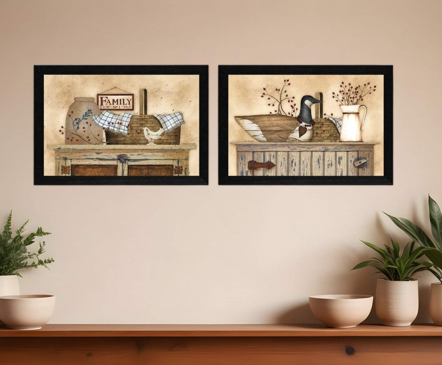 Set Of Two Rustic Still Life Black Framed Print Wall Art - Homeroots - Flyclothing LLC