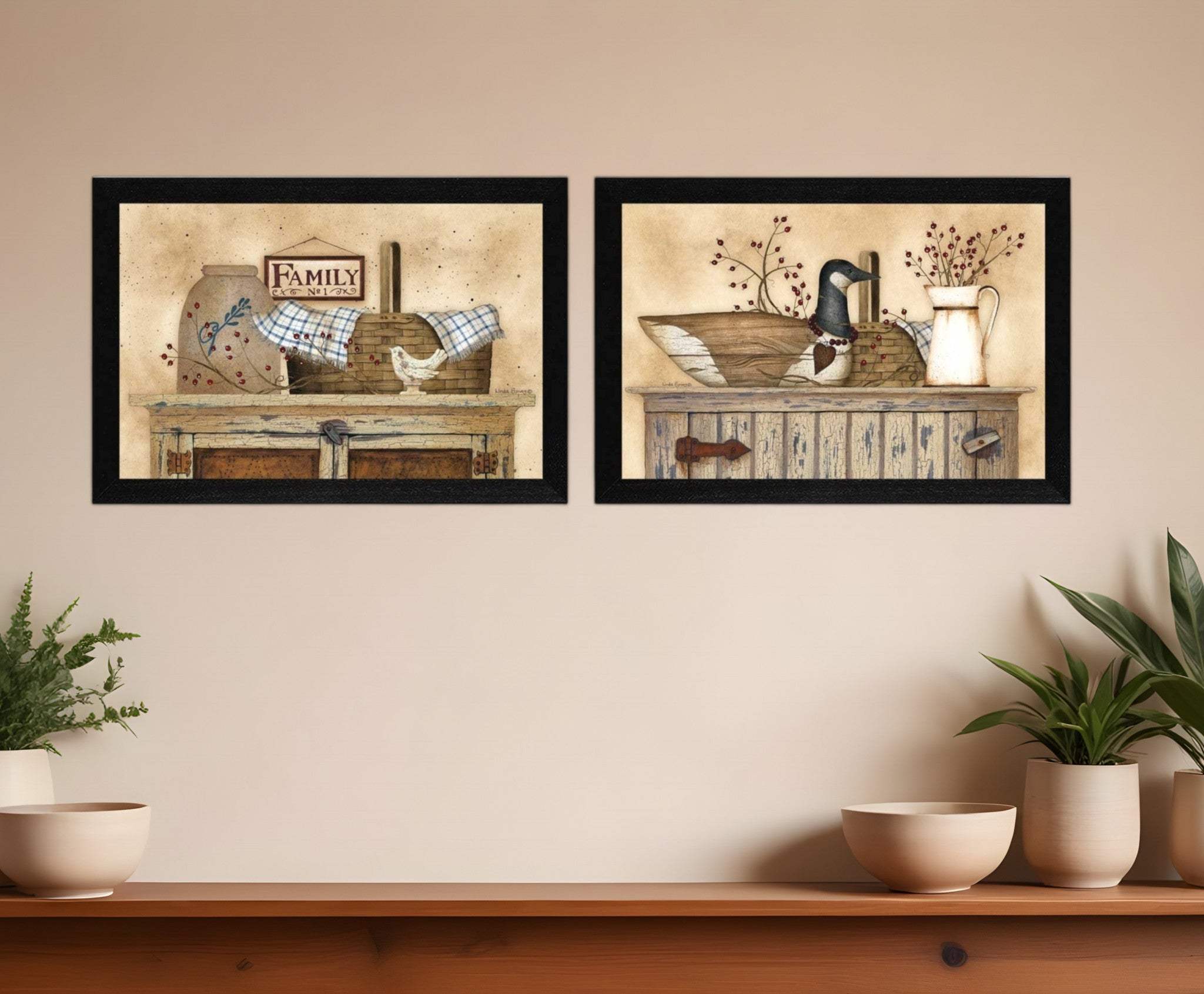 Set Of Two Rustic Still Life Black Framed Print Wall Art - Homeroots - Flyclothing LLC