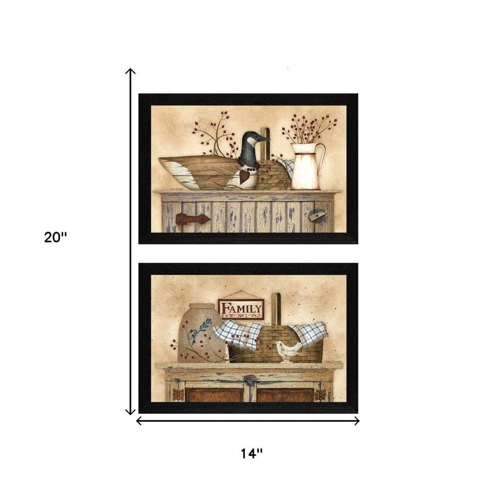 Set Of Two Rustic Still Life Black Framed Print Wall Art - Homeroots - Flyclothing LLC