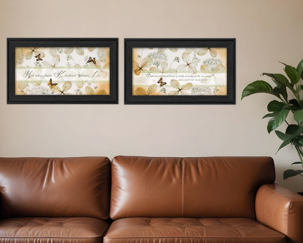 Set Of Two Plant Kindness Black Framed Print Wall Art - Homeroots