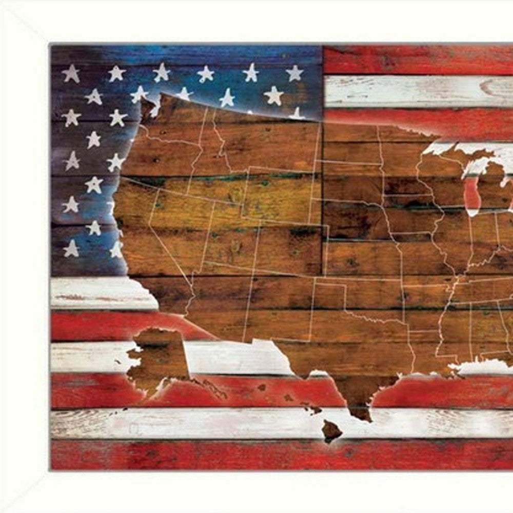 Set Of Two American Flags White Framed Print Wall Art - Homeroots - Flyclothing LLC
