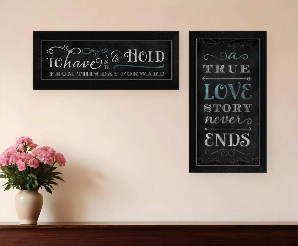Set Of Two Love Story Black Framed Print Wall Art - Homeroots - Flyclothing LLC