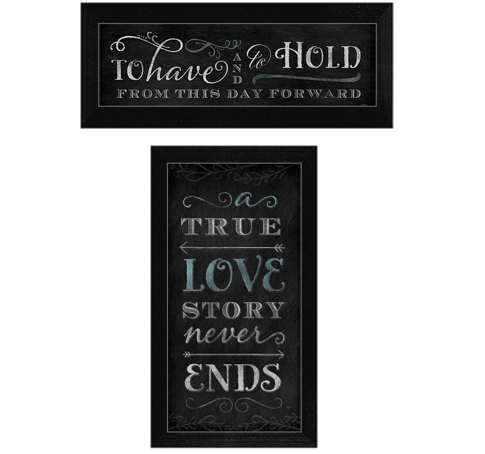 Set Of Two Love Story Black Framed Print Wall Art - Homeroots - Flyclothing LLC