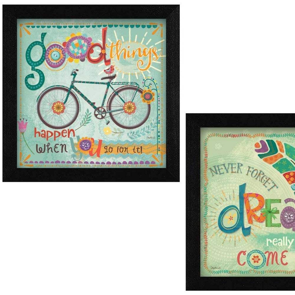 Set Of Two Good Things Black Framed Print Wall Art - Homeroots - Flyclothing LLC