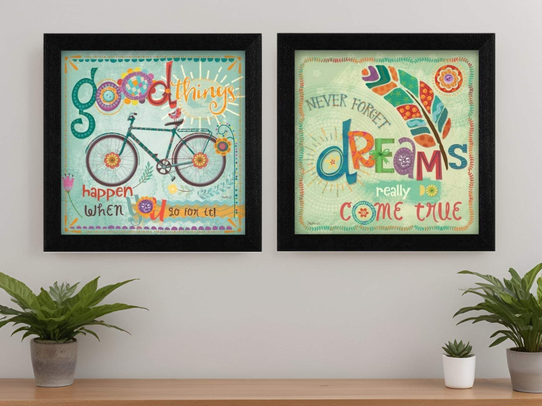 Set Of Two Good Things Black Framed Print Wall Art - Homeroots - Flyclothing LLC