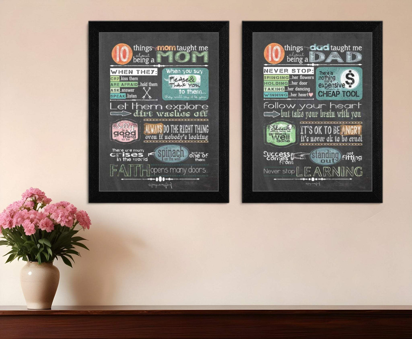 Set Of Two Reminders from Mom and Dad Black Framed Print Wall Art - Homeroots - Flyclothing LLC