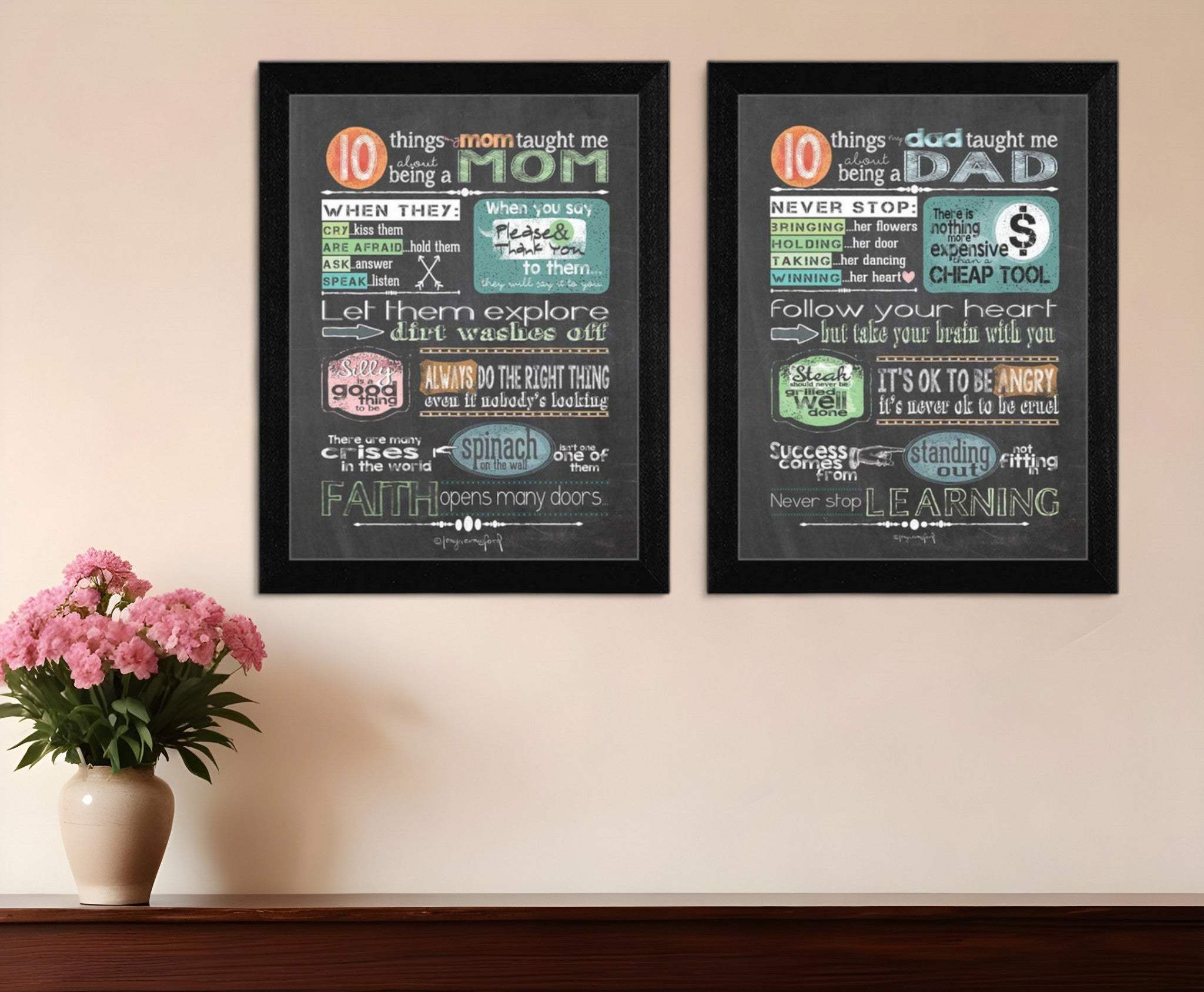 Set Of Two Reminders from Mom and Dad Black Framed Print Wall Art - Homeroots - Flyclothing LLC