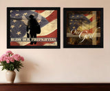 Set Of Two Firefighters One Nation Black Framed Print Wall Art - Homeroots - Flyclothing LLC
