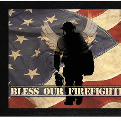 Set Of Two Firefighters One Nation Black Framed Print Wall Art