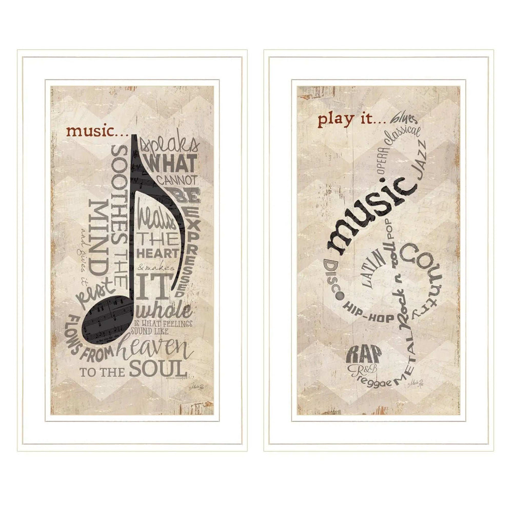 Set Of Two Musical Notes White Framed Print Wall Art - Homeroots - Flyclothing LLC