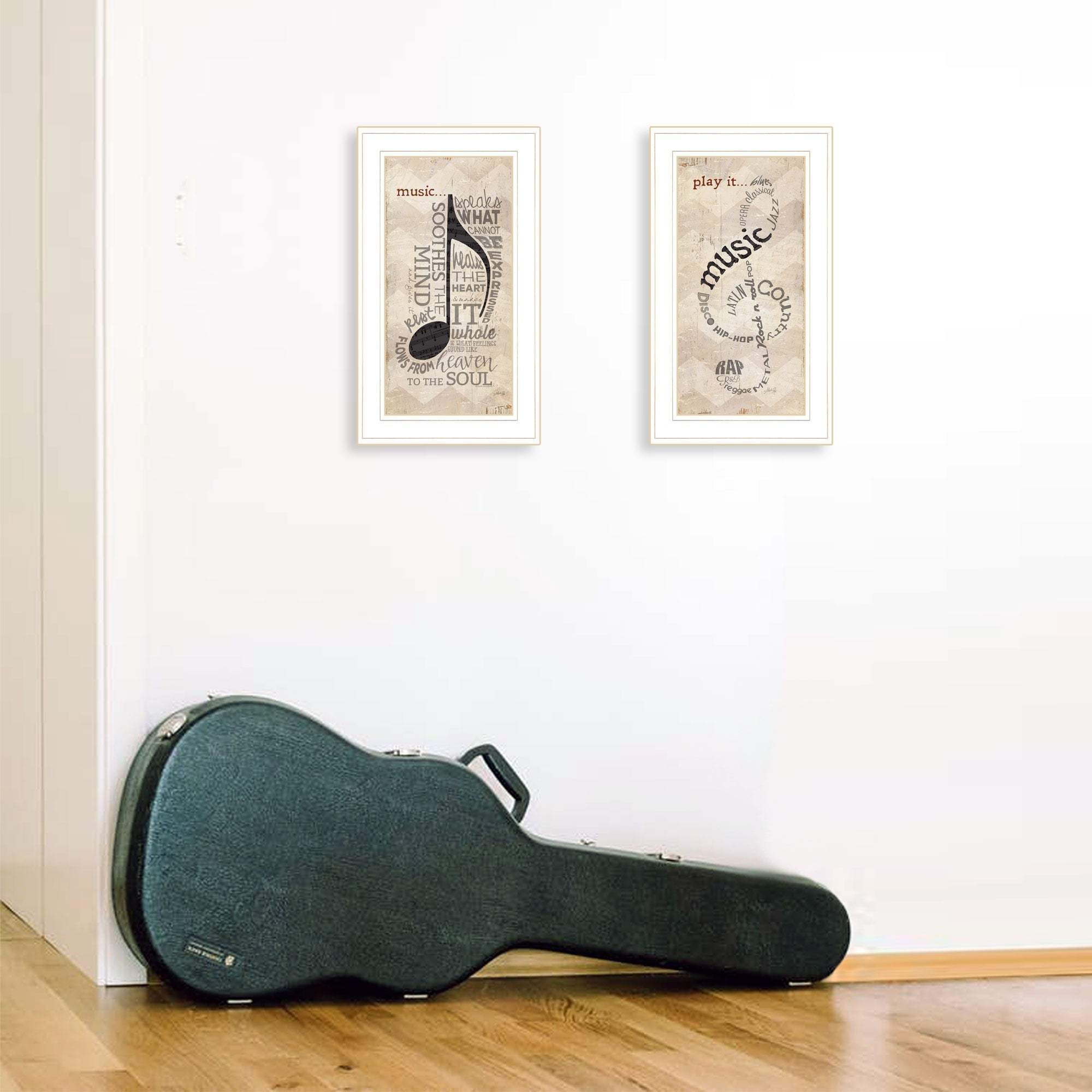 Set Of Two Musical Notes White Framed Print Wall Art - Homeroots - Flyclothing LLC
