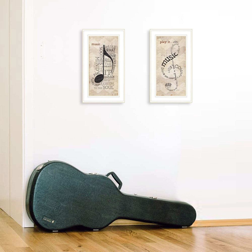 Set Of Two Musical Notes White Framed Print Wall Art - Homeroots - Flyclothing LLC