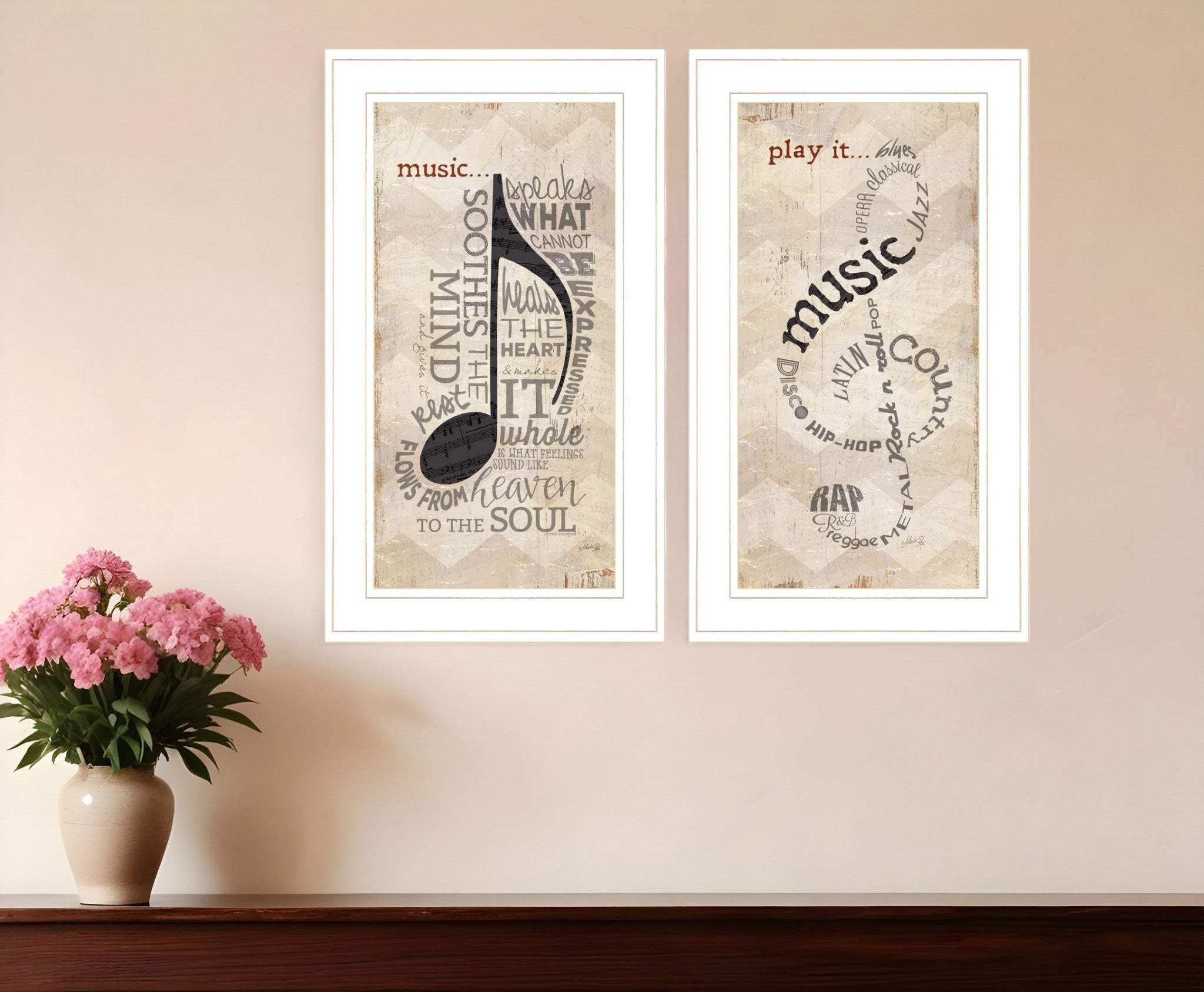 Set Of Two Musical Notes White Framed Print Wall Art - Homeroots - Flyclothing LLC