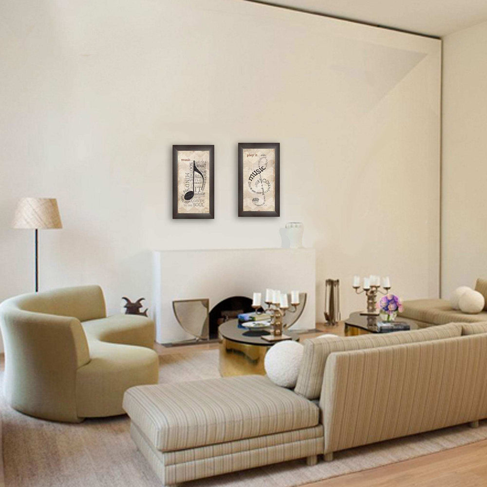 Set Of Two Musical NotesBrown Framed Print Wall Art - Homeroots - Flyclothing LLC